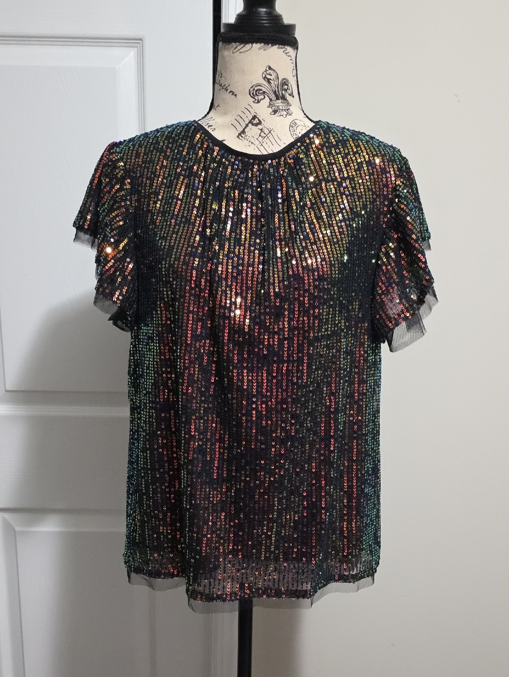 Flying Tomato Avara Jalena Sequin Multicolored Top Shirt Small